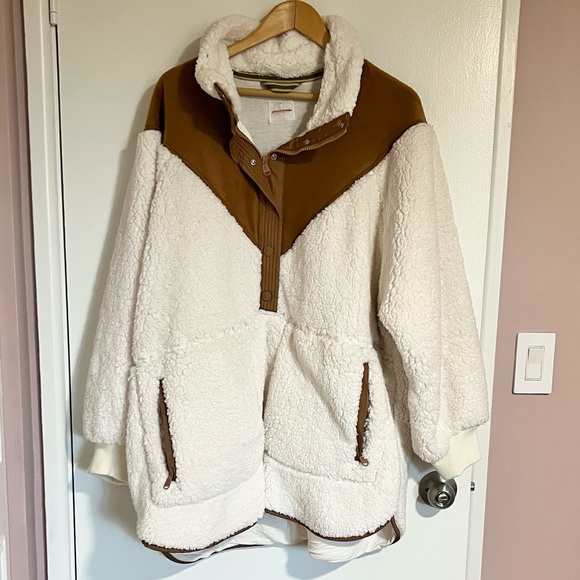 Free People Movement Fall To Rise Fleece Quarter Snap Pullover Fleece Brown NWOT - Picture 7 of 16